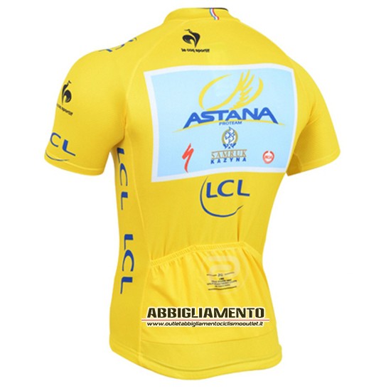 Abbigliamento Tour De France 2014 Manica Corta E Pantaloncino Con Bretelle lider astana Giallo - Clicca l'immagine per chiudere