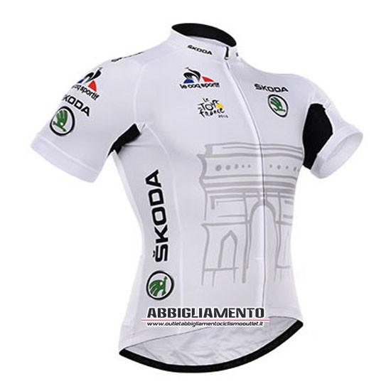 Abbigliamento Tour De France 2015 Manica Corta E Pantaloncino Con Bretelle Bianco - Clicca l'immagine per chiudere