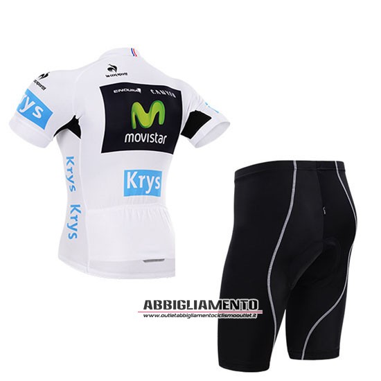 Abbigliamento Tour De France 2015 Manica Corta E Pantaloncino Con Bretelle lider movistar Bianco - Clicca l'immagine per chiudere