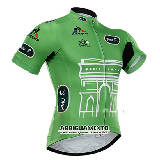 Abbigliamento Tour De France 2015 Manica Corta E Pantaloncino Con Bretelle Verde - Clicca l'immagine per chiudere