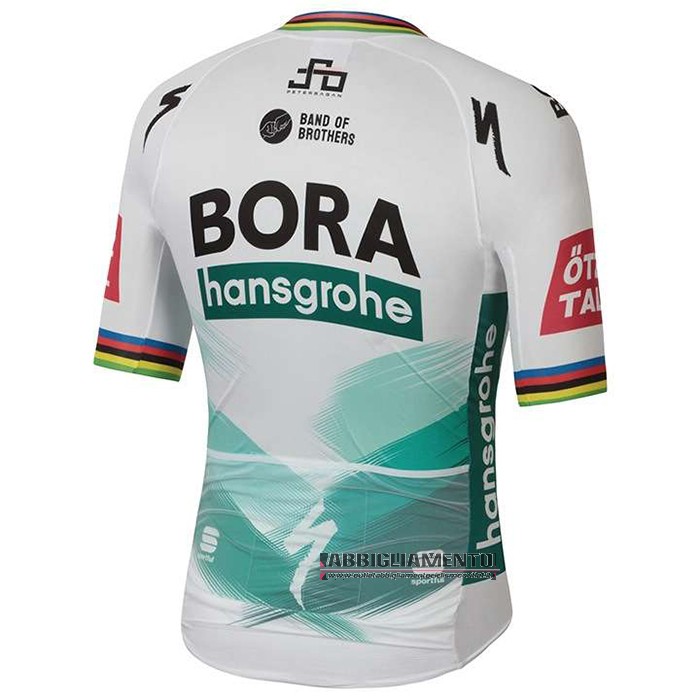 Abbigliamento UCI Mondo Campione Bora 2020 Manica Corta e Pantaloncino Con Bretelle Bianco Verde - Clicca l'immagine per chiudere